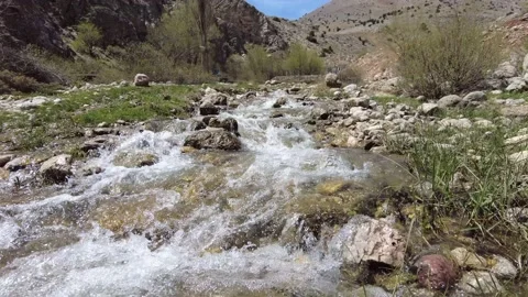 River between mountain, relaxing water sound Stock Footage 238032740