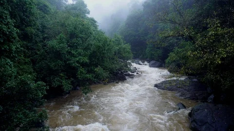 River in-between mountains Stock Footage 116650747