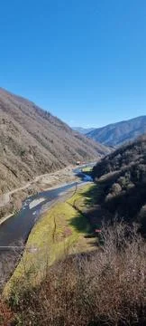 The river between the mountains 스톡 사진