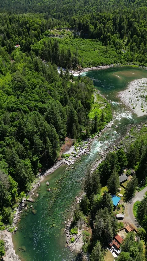 River between mountains in Washington State. South Fork Skykomish River Stock Footage 245311473