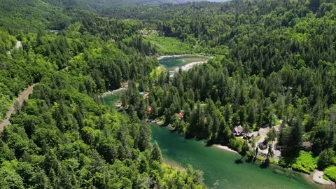 River between mountains in Washington State. South Fork Skykomish River Stock Footage 245314564