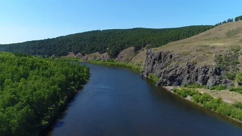 River between rocks and forest Stock Footage 88066857