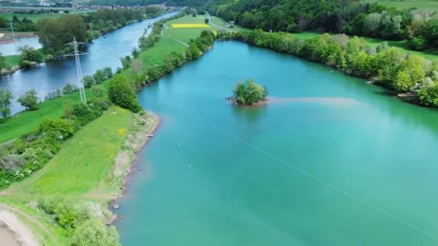 River between two lakes near a field 動画素材 154377632