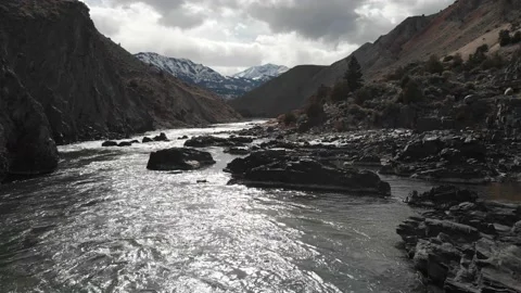 River in big gorge Stock Footage 166438093