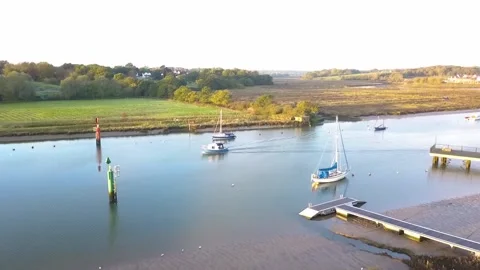 River Boat Drone Shot Stock Footage 140508139