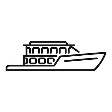 River boat floating on water in black and white Stock Illustration