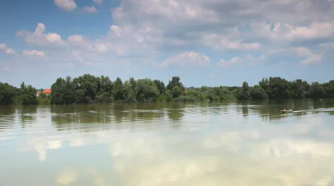 River boat flow on the overflow river Stockbeeldmateriaal 478577