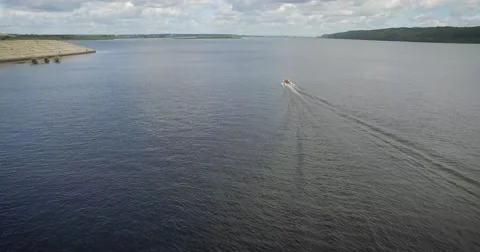 River with a boat 스톡 동영상 55774217