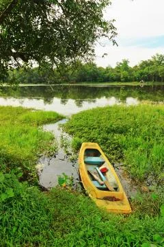 River with boat Stock Photos