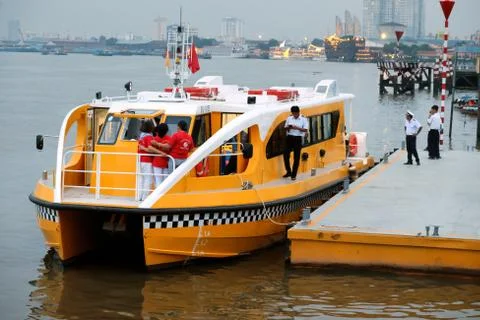 River boat at pier Stock Photos
