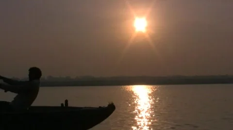 River Boat Ride Down The Ganges Stock Footage 377594