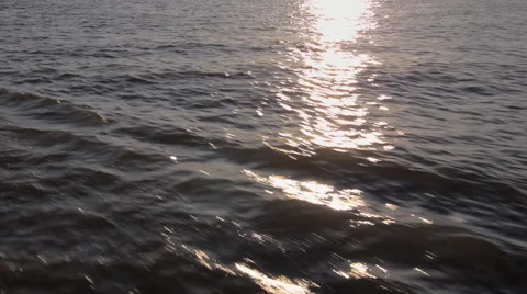 River Boat Sunset Waves Stock Footage 50369845