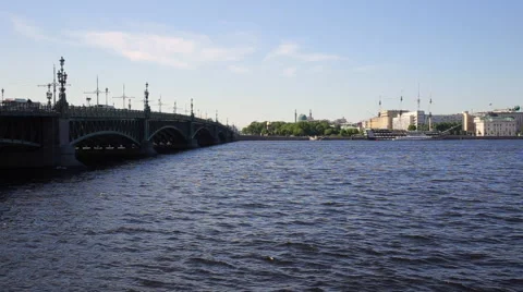 River boats moving on Neva river Видео 63901668