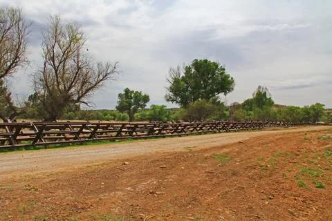 River Border Fence Separating the US from Mexico Near Nogales, Arizona Stock Photos