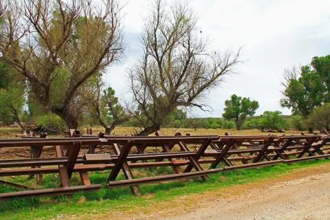 River Border Fence Separating the US from Mexico Near Nogales, Arizona Stock Photos