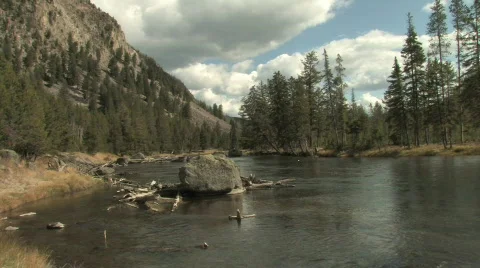 River at bottom of mountain Stock Footage 270339