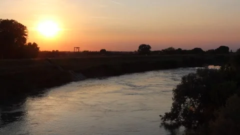 River Brenta at sunset time in Corte, Province of Padua, Italy Stock Footage 303223566