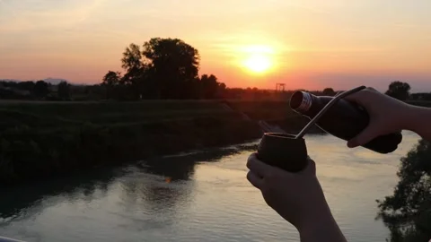 River Brenta at sunset time in Corte, Province of Padua, Italy Video stock 303223792