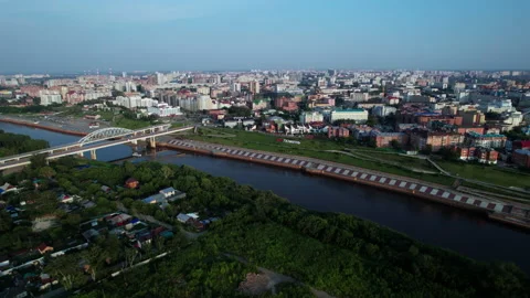 River, bridge and city Stock Footage 219868967