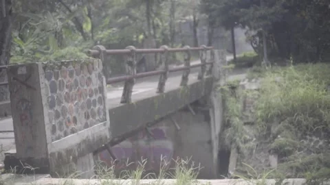 River Bridge and Stone Wall Stock Footage 297855147