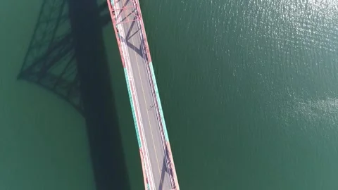 River with bridge, drone shot 動画素材 303134514