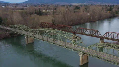 River Bridge Flyover 4k 30fps Stock Footage 145274256