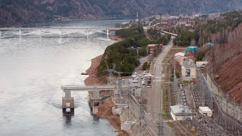 River with a bridge Stock Footage 128576996