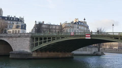 River bridge with Paris architecture behind, handheld view Stock Footage 254767814