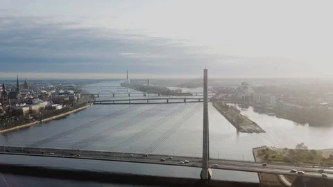 River bridge sidefly Stock Footage 122158283