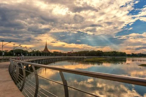 River bridge with sunset Stock Photos