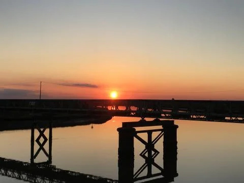 River bridge sunset Фото