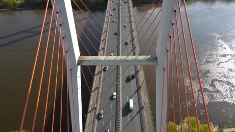 River bridge traffic development Video stock 274414743