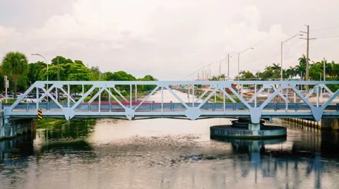 River Bridge Traffic Time Lapse Miami Springs Video stock 54672963