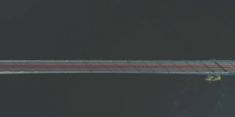 River bridge for walking cycling, view from drone above Stock Footage 268470294
