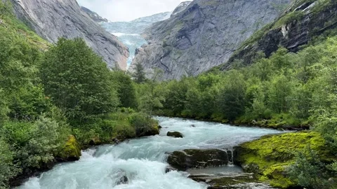 River briksdalsbreen Stock Footage 337364563