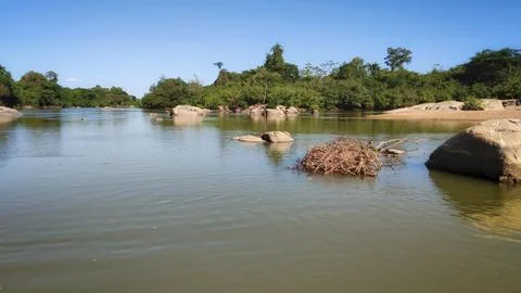 River with calm waters. Foto stock