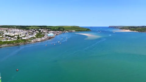 River Camel and Padstow Town Aerial 6K Stock Footage 336259098