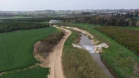 River canal in fields Video stock 125910699