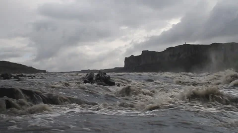 River in a canyon before falling / slow motion / Dettifoss, Iceland 動画素材 34396922