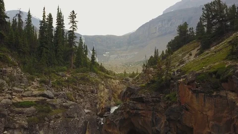River in the canyon flowing to Bow Lake, Banff National Park, Alberta, Canada Stock Footage 80262416