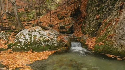 River into canyon. Vídeos de archivo 97321224