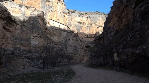 River canyon Mesa and jaraba monastery Stock Footage 87752690
