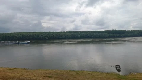 River cargo ship Stock Footage 150068909