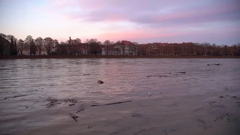 The river carries garbage from the mountains after the flood, Uzhgorod, Ukraine Vidéo 83429809