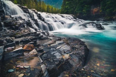 River cascading over rocks. Stock Photos