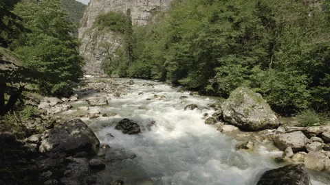 A river in the Caucus Mountains Stock Footage 224665504