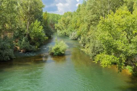 The river Cea, Castilla y Leon, Spain. Stock Photos