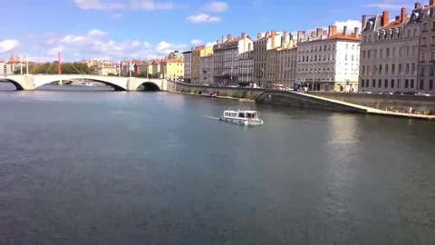 River In The Center Of Lyon 5 Stock-Footage 69161465