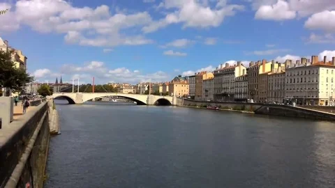 River In The Center Of Lyon. Stock Footage 69161344