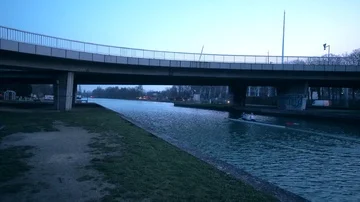 River in the center of Reims. Evening time. Stock Footage 85488084